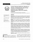 Research paper thumbnail of Family Planning Methods Utilization in Women of Reproductive Age Group: Evidence from Regionally Representative Data from Karachi, Pakistan