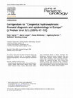 Research paper thumbnail of Corrigendum to “Congenital hydronephrosis: Prenatal diagnosis and epidemiology in Europe” [J Pediatr Urol 5(1) (2009) 47–52]