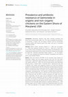 Research paper thumbnail of Prevalence and antibiotic resistance of Salmonella in organic and non-organic chickens on the Eastern Shore of Maryland, USA