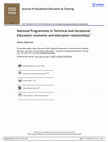 Research paper thumbnail of National Programmes in Technical and Vocational Education: economic and education relationships 1