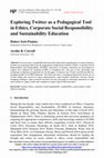 Research paper thumbnail of Exploring Twitter as a Pedagogical Tool in Ethics, Corporate Social Responsibility and Sustainability Education