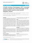 Research paper thumbnail of A family carrying a homozygous LACC1 truncated mutation expands the clinical phenotype of this disease beyond systemic-onset juvenile idiopathic arthritis