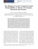 Research paper thumbnail of The Business Case for Corporate Social Responsibility: A Review of Concepts, Research and Practice