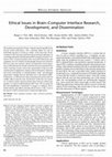 Research paper thumbnail of Ethical Issues in Brain-Computer Interface Research, Development, and Dissemination