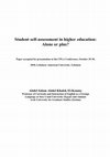 Research paper thumbnail of  Student Self-Assessment in Higher Education: Alone or Plus?  