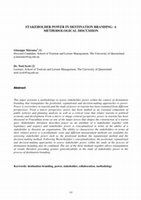 Research paper thumbnail of Stakeholder Power In Destination Branding: A Methodological Discussion