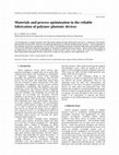 Research paper thumbnail of Materials and process optimization in the reliable fabrication of polymer photonic devices