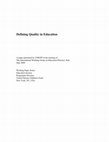 Research paper thumbnail of Defining Quality in Education Working Paper Series Education Section Programme Division United Nations Children's Fund