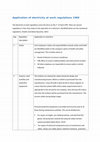 Research paper thumbnail of Application of electricity at work regulations