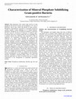 Research paper thumbnail of Characterization of Mineral Phosphate Solubilizing  Gram-positive Bacteria