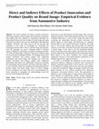 Research paper thumbnail of Direct and Indirect Effects of Product Innovation and  Product Quality on Brand Image: Empirical Evidence  from Automotive Industry