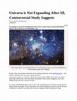 Research paper thumbnail of Universe Is Not Expanding At All: Controversial Study Suggests