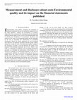 Research paper thumbnail of Measurement and disclosure about costs Environmental quality and its impact on the financial statements published