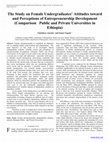 Research paper thumbnail of The Study on Female Undergraduates’ Attitudes toward and Perceptions of Entrepreneurship Development (Comparison   Public and Private Universities in Ethiopia)