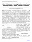 Research paper thumbnail of Effect of Traditional Processing Methods on the Protein and Lipid Content of Arachis Hypogaea (Groundnut)