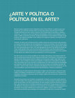 Research paper thumbnail of ¿ARTE Y POLÍTICA O POLÍTICA EN EL ARTE?