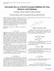 Research paper thumbnail of Tartrazine Dye as a Novel Corrosion Inhibitor for Zinc Metal in Acid Solutions 