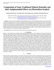 Research paper thumbnail of Composition of Some Traditional Malaria Remedies and their Antiplasmodial Effects on (Plasmodium berghei) 