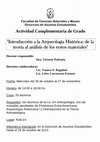 Research paper thumbnail of Programa Curso de Grado "Introducción a la Arqueología Histórica: de la teoría al análisis de los restos materiales" (FCNyM-UNLP) 2013