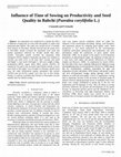 Research paper thumbnail of Influence of Time of Sowing on Productivity and Seed Quality in Babchi (Psoralea corylifolia L.) 