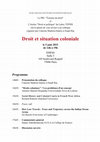 Research paper thumbnail of Workshop: Droit et situation coloniale, EHESS, Paris, 5 June, 2015