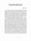 Research paper thumbnail of Écrire pour oublier, oublier pour écrire: une poétique immémorielle du lyrique