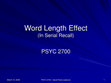 Research paper thumbnail of Word Length Effect (In Serial Recall)