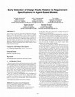 Research paper thumbnail of Early Detection of Design Faults Relative to Requirement Specifications in Agent-Based Models