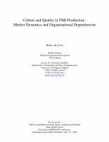 Research paper thumbnail of Culture and Quality in PSB Production: Market Dynamics and Organizational Dependencies