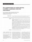 Research paper thumbnail of Zinc supplementation for treating diarrhea in children: a systematic review and meta-analysis