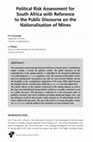 Research paper thumbnail of Political Risk Assessment for South Africa with Reference to the Public Discourse on the Nationalisation of Mines