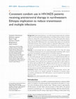 Research paper thumbnail of Consistent condom use in HIV/AIDS patients receiving antiretroviral therapy in northwestern Ethiopia: implication to reduce transmission and multiple infections