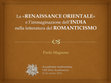 Research paper thumbnail of La «Renaissance Orientale» e l’immaginazione dell’India nella letteratura del Romanticismo Europeo [diapositive/slides]