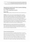 Research paper thumbnail of Ulrich, W. (2012). Operational research and critical systems thinking – an integrated perspective. Part 2: OR as argumentative practice