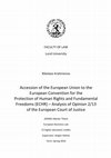 Research paper thumbnail of Accession of the European Union to the European Convention for the Protection of Human Rights and Fundamental Freedoms (ECHR) – Analysis of Opinion 2/13 of the European Court of Justice