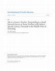 Research paper thumbnail of Me as a Science Teacher': Responding to a Small Network Survey to Assist Teachers with Subject-Specific Literacy Demands in the Middle Years of Schooling