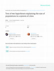 Research paper thumbnail of Test of two hypotheses explaining the size of populations in a system of cities