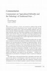 Research paper thumbnail of Commentaries Commentary on " Agricultural Hybridity and the 'Pathology' of Traditional Ways . . . "