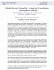 Research paper thumbnail of Calidad docente, formación y evaluación de estudiantes universitarios: editorial