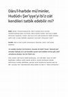 Research paper thumbnail of Dâru’l-harbde mü’minler, Hudûd-ı Şer’iyye’yi bi’z-zât kendileri tatbîk edebilir mi?