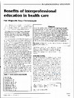 Research paper thumbnail of Benefits of interprofessional education in health care