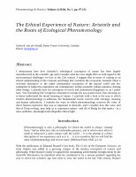 Research paper thumbnail of The Ethical Experience of Nature: Aristotle and the Roots of Ecological Phenomenology