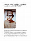 Research paper thumbnail of Eulogy: 20 Things You Didn't Know About Jaime O. Perez, 1954-2017, QDEP