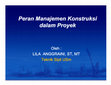 Research paper thumbnail of Peran Manajemen Konstruksi dalam Proyek