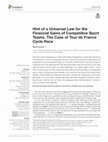 Research paper thumbnail of Hint of a Universal Law for the Financial Gains of Competitive Sport Teams. The Case of Tour de France Cycle Race