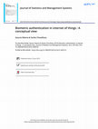 Research paper thumbnail of Biometric authentication in internet of things : A conceptual view