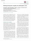 Research paper thumbnail of Defining therapeutic empathy: the philosopher's view