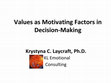 Research paper thumbnail of Values as Motivating Factors in Decision-Making