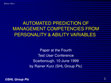 Research paper thumbnail of AUTOMATED PREDICTION OF MANAGEMENT COMPETENCIES FROM PERSONALITY & ABILITY VARIABLES