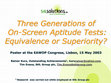 Research paper thumbnail of Three Generations of On-Screen Aptitude Tests: Equivalence or Superiority?